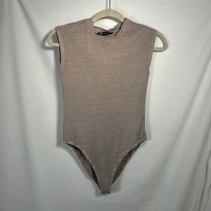 Zara sleeveless bodysuit, tan